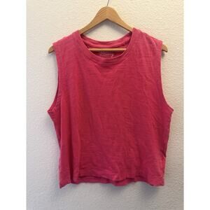 Faherty Sunwashed Slub Muscle Tank Pink Organic Cotton Women’s Medium
